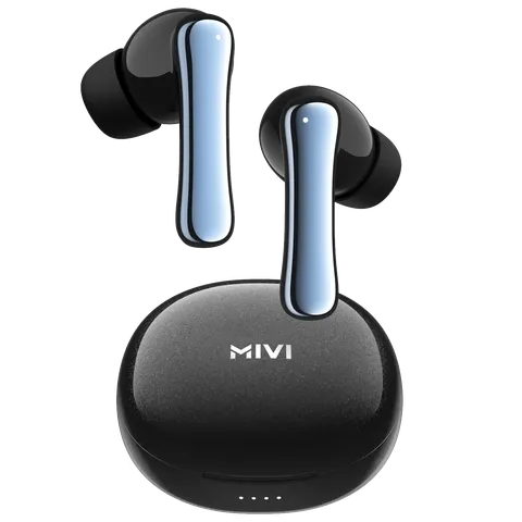 MIVI DuoPods T80 TWS Earbuds with Environmental Noise Cancellation (IPX4 Water Resistant, 13mm Bass Drivers, Galaxy Black, lvory)